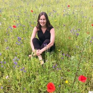 LOFT Black V-Neck Jumpsuit Elastic Waist Tie Back Cropped Length M